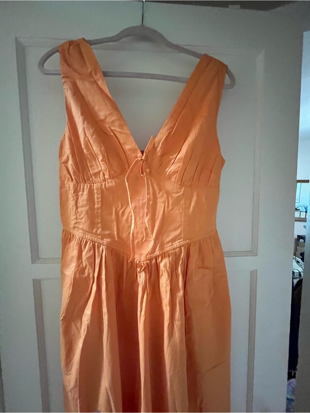 Orange V-Neck Sleeveless Summer Dress size large